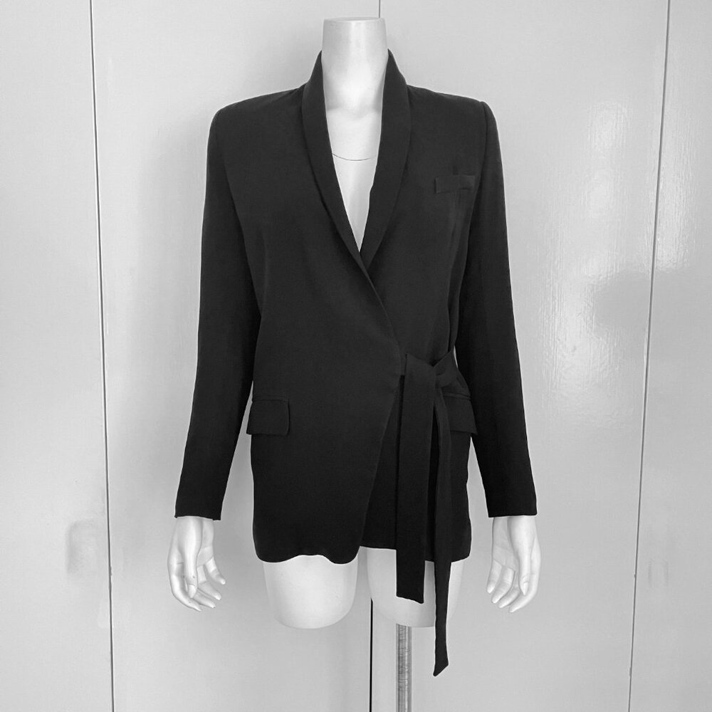 IRO DACHSIE BLACK SIDE TIE WRAP BLAZER JACKET PS $649 - Picture 8 of 14